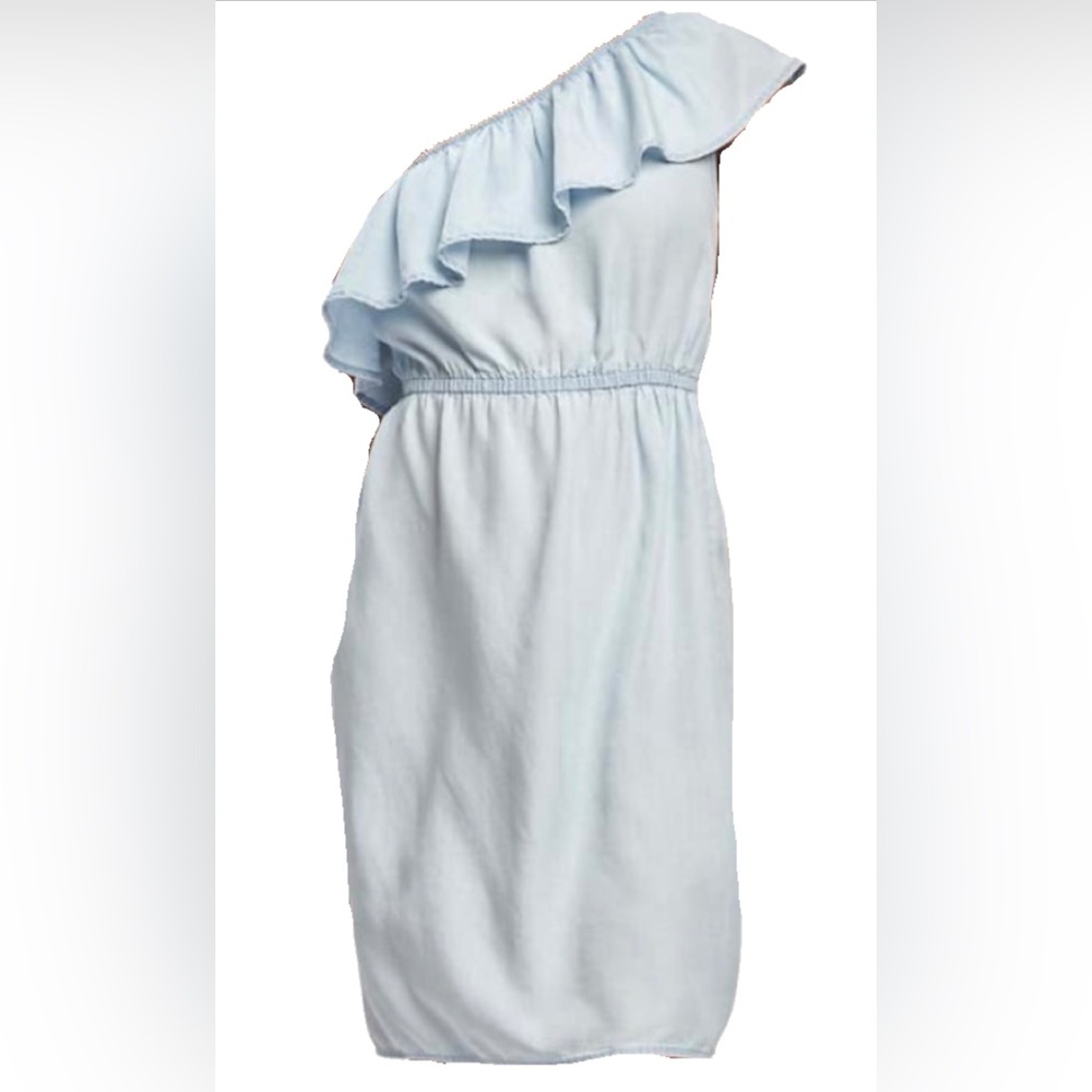 Old Navy Ruffled One-Shoulder Chambray Dress Small